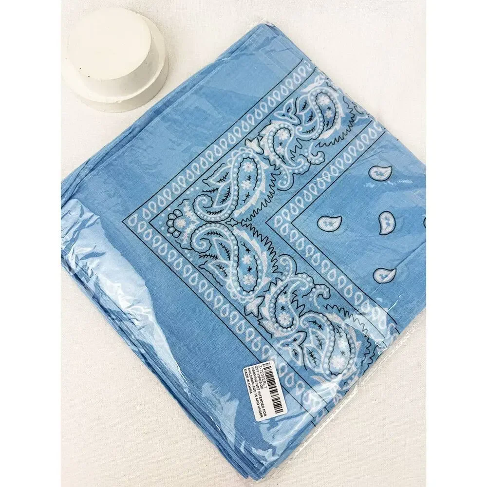 Sky Blue Paisley Pattern Bandana | 100% Cotton | 21x21